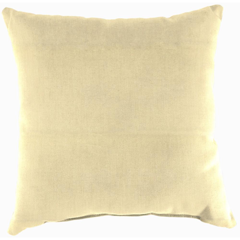 Canvas Vellum Yellow Solid Square Knife Edge Outdoor Throw Pillows (2-Pack). Picture 1