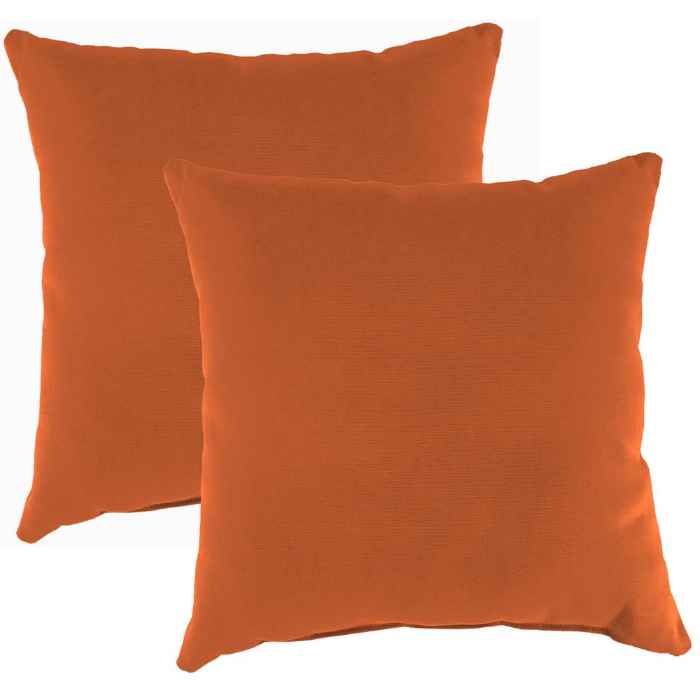 Sunbrella Canvas Rust Red Solid Square Knife Edge Outdoor Throw Pillows (2-Pack). Picture 1