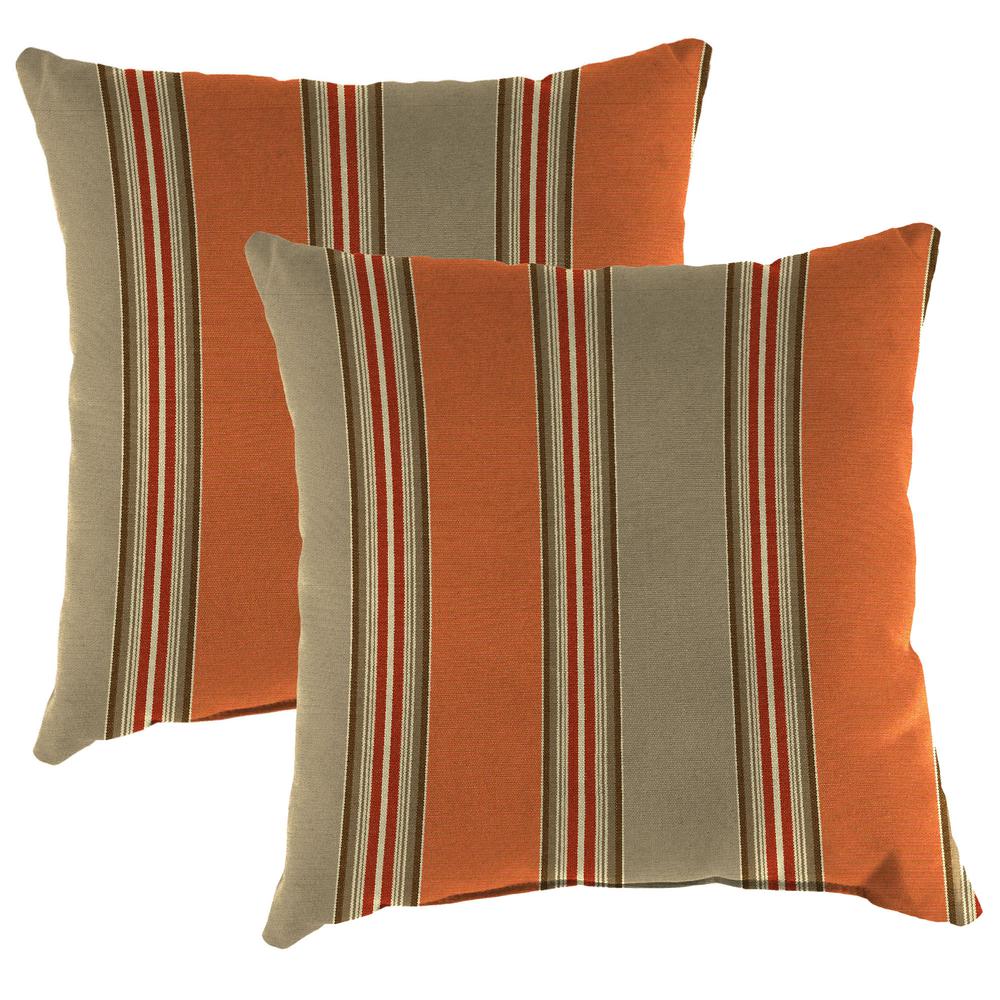 Passage Poppy Multi Stripe Square Knife Edge Outdoor Throw Pillows (2-Pack). Picture 1