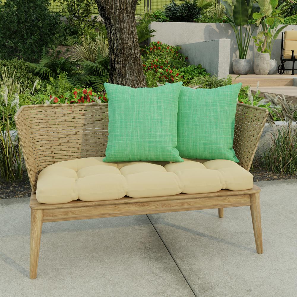 Harlow Dill Green Solid Square Knife Edge Outdoor Throw Pillows (2-Pack). Picture 3
