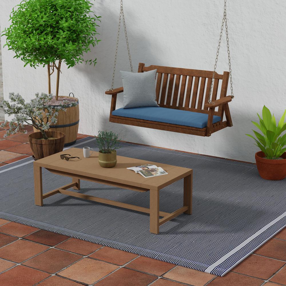 Sunbrella Canvas Sapphire Blue Solid Outdoor Settee Swing Bench Cushion. Picture 3