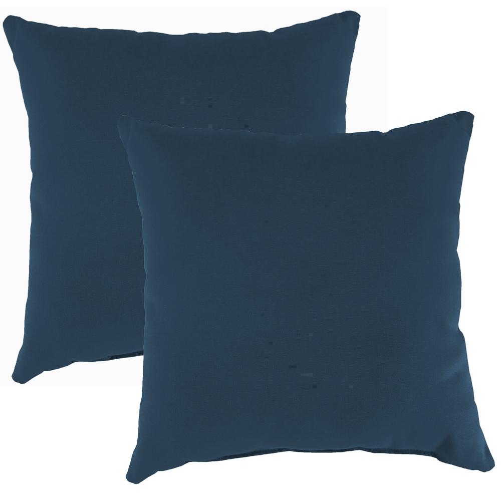 Spectrum Indigo Navy Solid Square Knife Edge Outdoor Throw Pillows (2-Pack). Picture 1