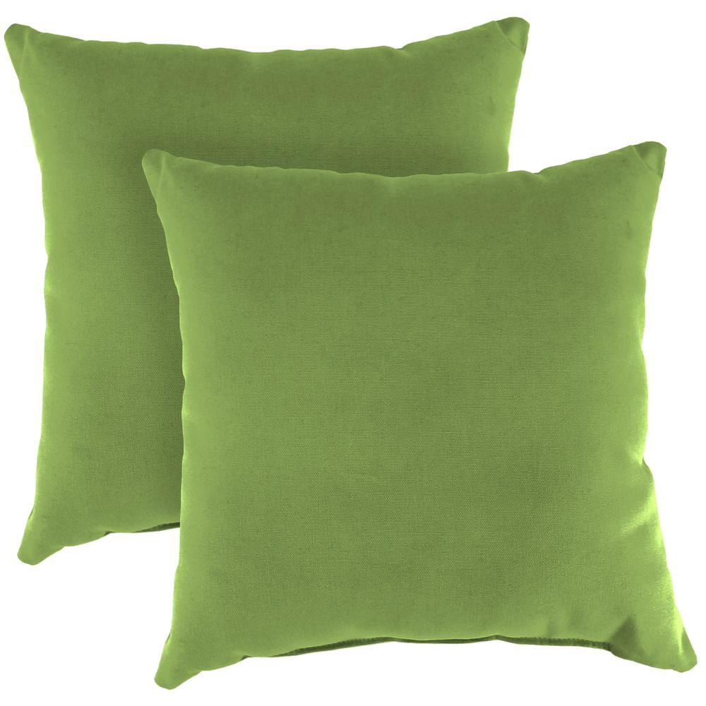 Canvas Gingko Green Solid Square Knife Edge Outdoor Throw Pillows (2-Pack). Picture 1