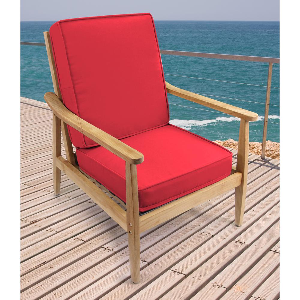 2-Piece Canvas Blush Red Solid Outdoor Chair Seat and Back Cushion Set and Welt. Picture 3