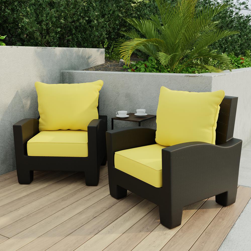 Sunray Yellow Outdoor Deep Seating Chair Seat and Back Cushion Set with Welt. Picture 3