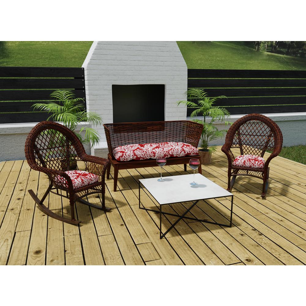 3-Piece Seacoral Red Nautical Tufted Outdoor Cushion Set. Picture 3