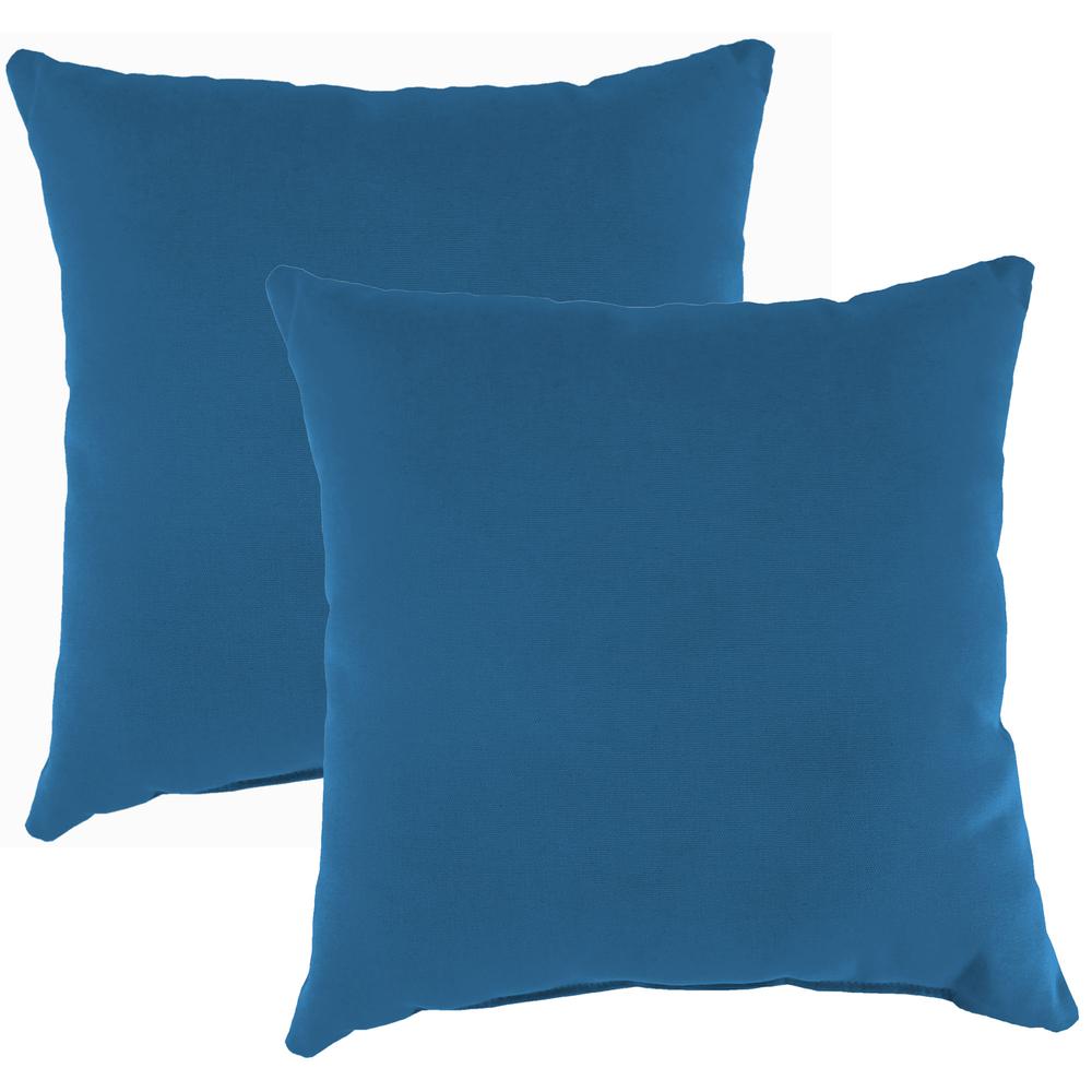 Canvas Regatta Blue Solid Square Knife Edge Outdoor Throw Pillows (2-Pack). Picture 1