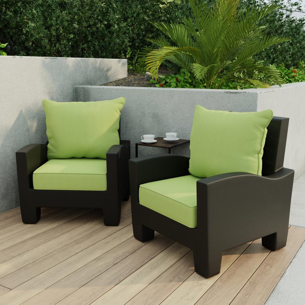 McHusk Leaf Green Outdoor Deep Seating Chair Seat and Back Cushion Set with Welt. Picture 3