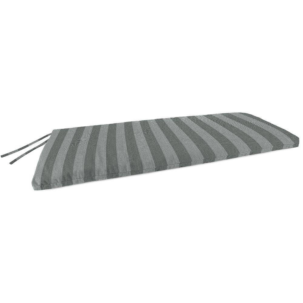 Conway Smoke Grey Stripe Outdoor Settee Swing Bench Cushion with Ties. Picture 1