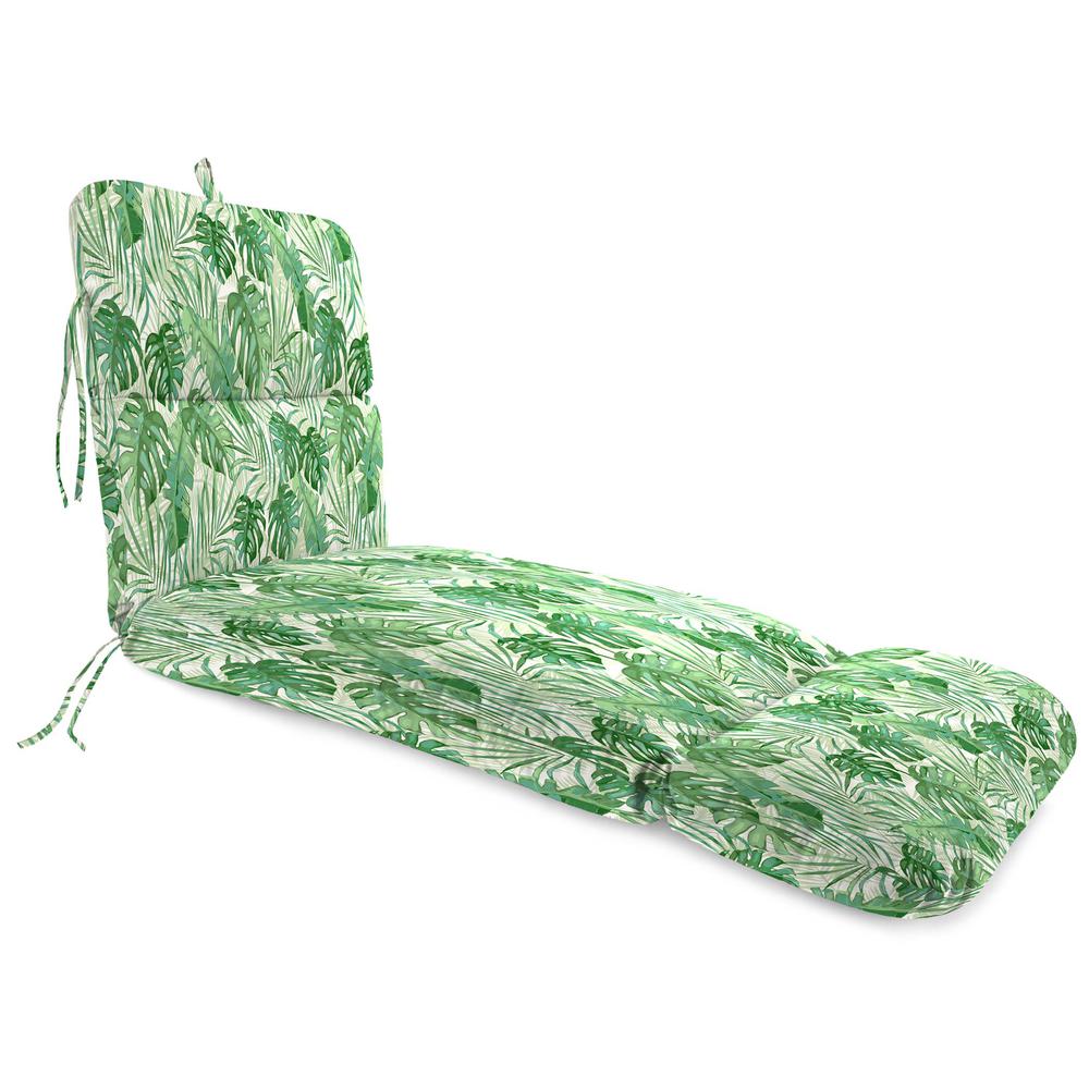 Bryann Tortoise Green Tropical Outdoor Cushion with Ties and Hanger Loop. Picture 1
