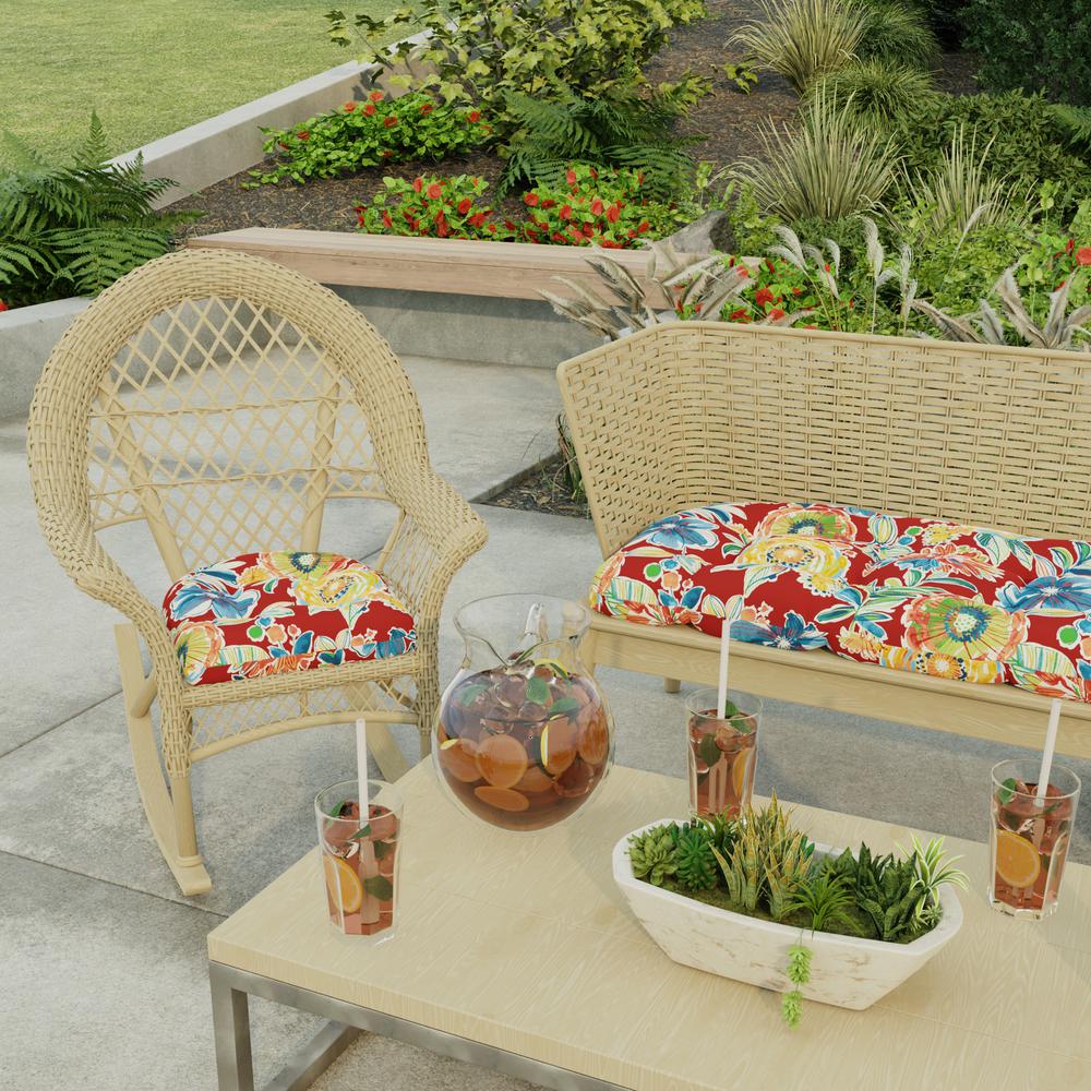 Colsen Berry Red Floral Tufted Outdoor Seat Cushion (2-Pack). Picture 3