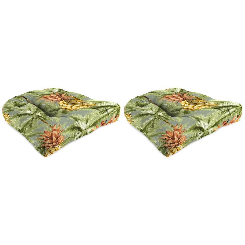 Luau Breeze Green Tropical Tufted Outdoor Seat Cushion (2-Pack). Picture 1