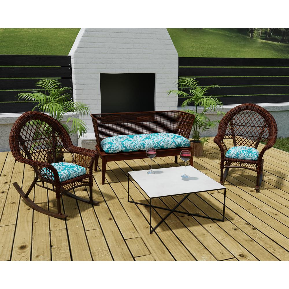 3-Piece Seacoral Turquoise Nautical Tufted Outdoor Cushion Set. Picture 3