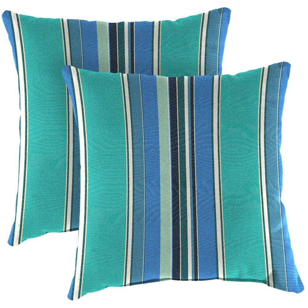 Dolce Oasis Multi Stripe Square Knife Edge Outdoor Throw Pillows (2-Pack). Picture 1