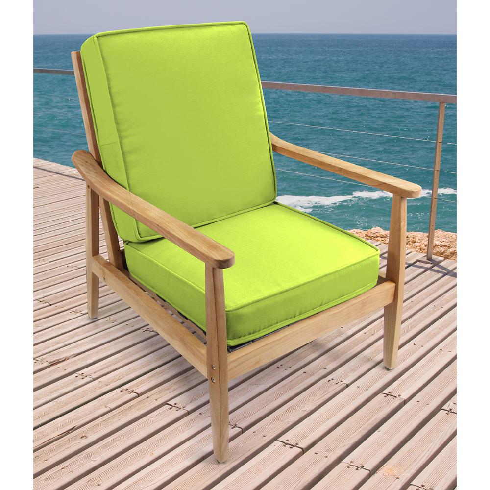 2-Piece Canvas Macaw Green Solid Outdoor Chair Seat and Back Cushion Set. Picture 3
