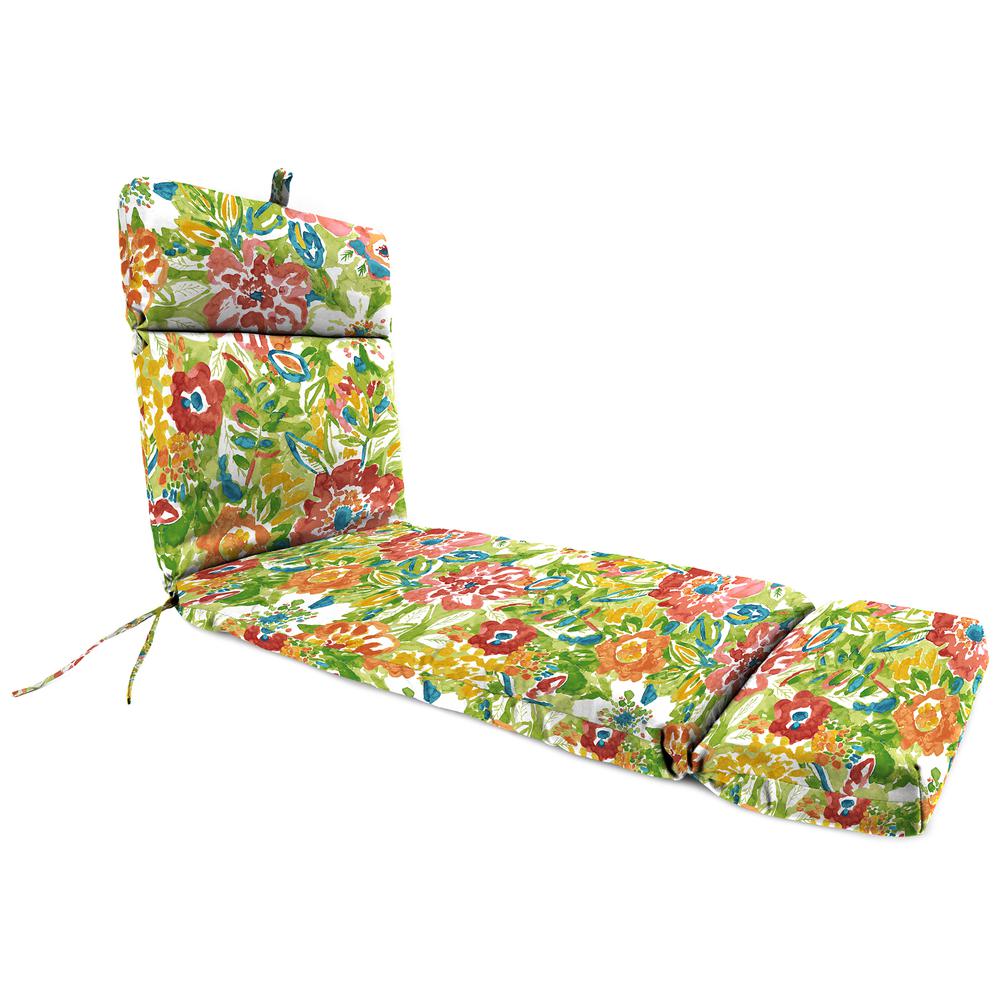 Sun River Garden Multi Floral Rectangular French Edge Outdoor Cushion with Ties. Picture 1