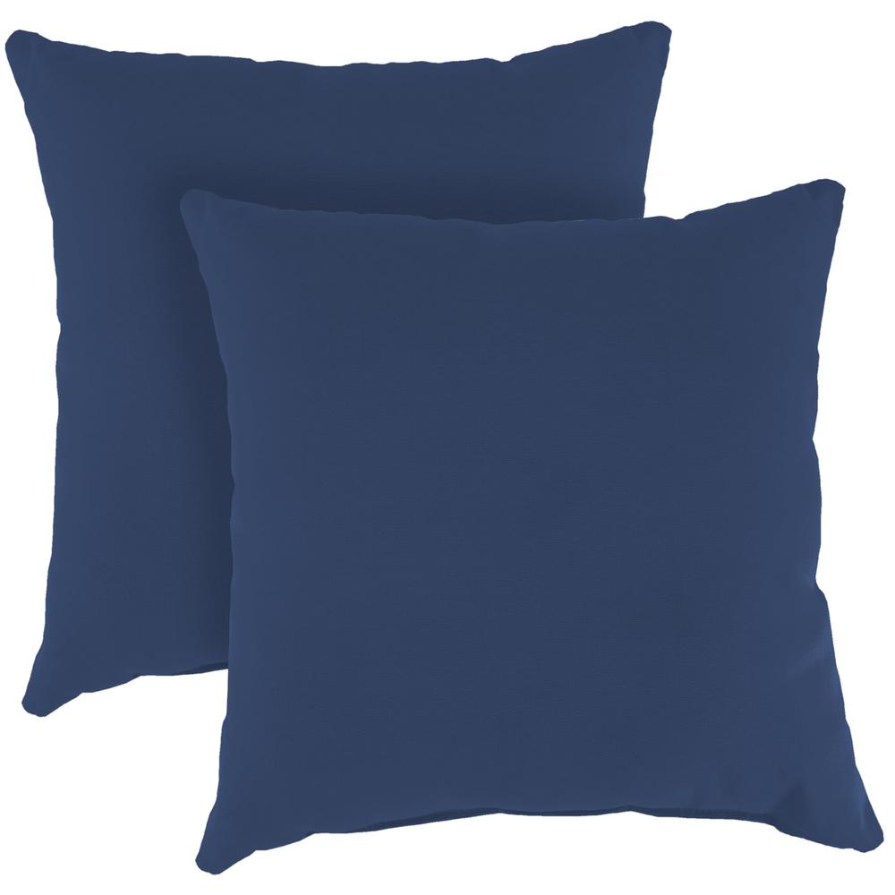 Sunbrella Navy Blue Solid Square Knife Edge Outdoor Throw Pillows (2-Pack). Picture 1