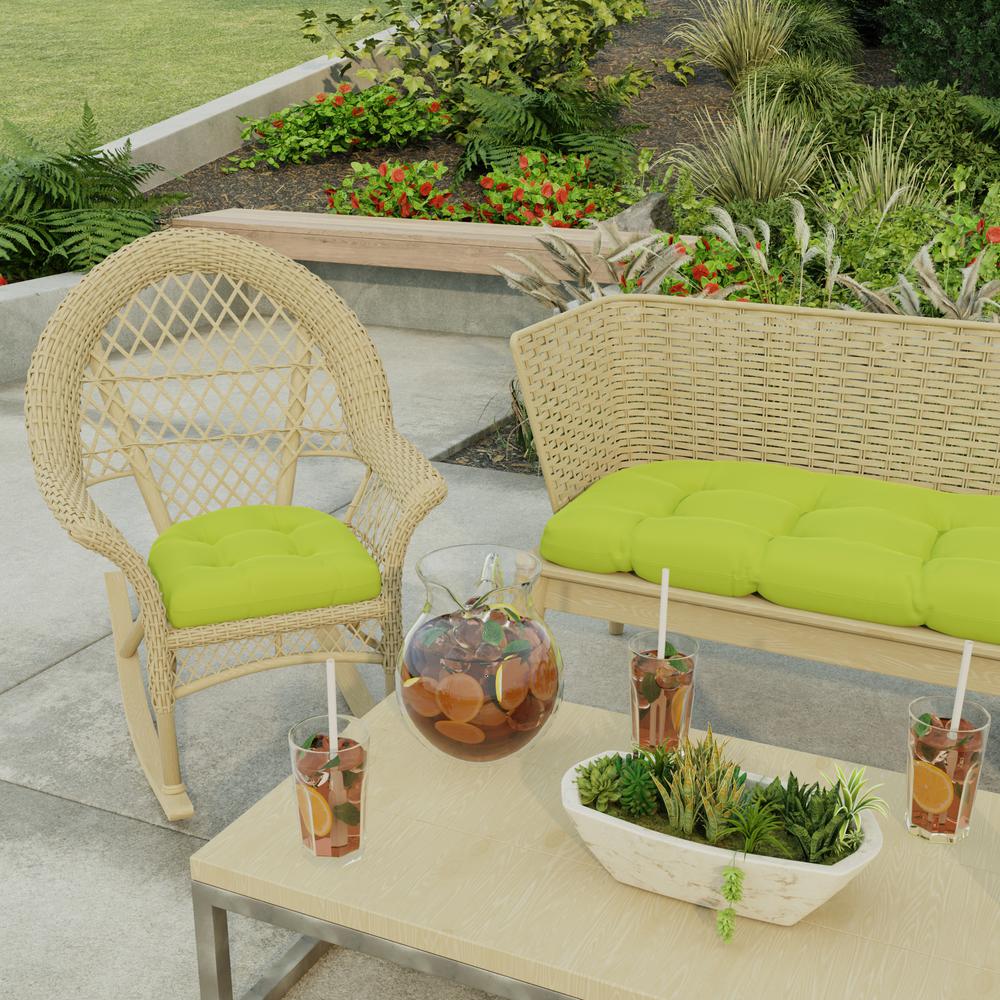 Veranda Citrus Green Solid Tufted Outdoor Seat Cushion (2-Pack). Picture 3