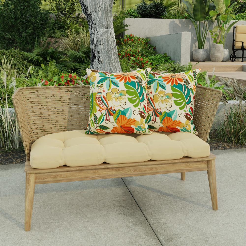 Lensing Jungle Multi Floral Square Knife Edge Outdoor Throw Pillows (2-Pack). Picture 3