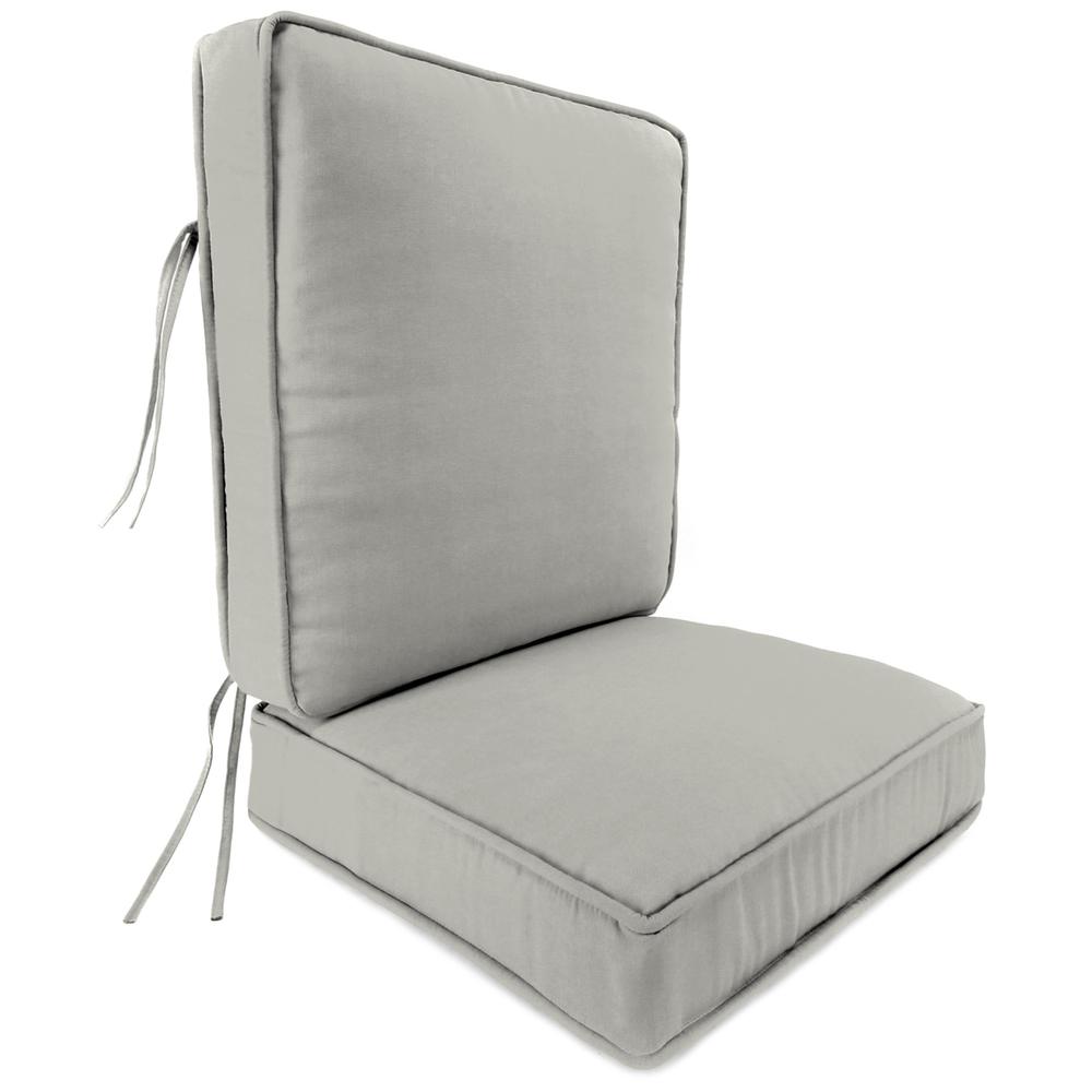 2-Piece Canvas Granite Grey Solid Outdoor Chair Seat and Back Cushion Set. Picture 1