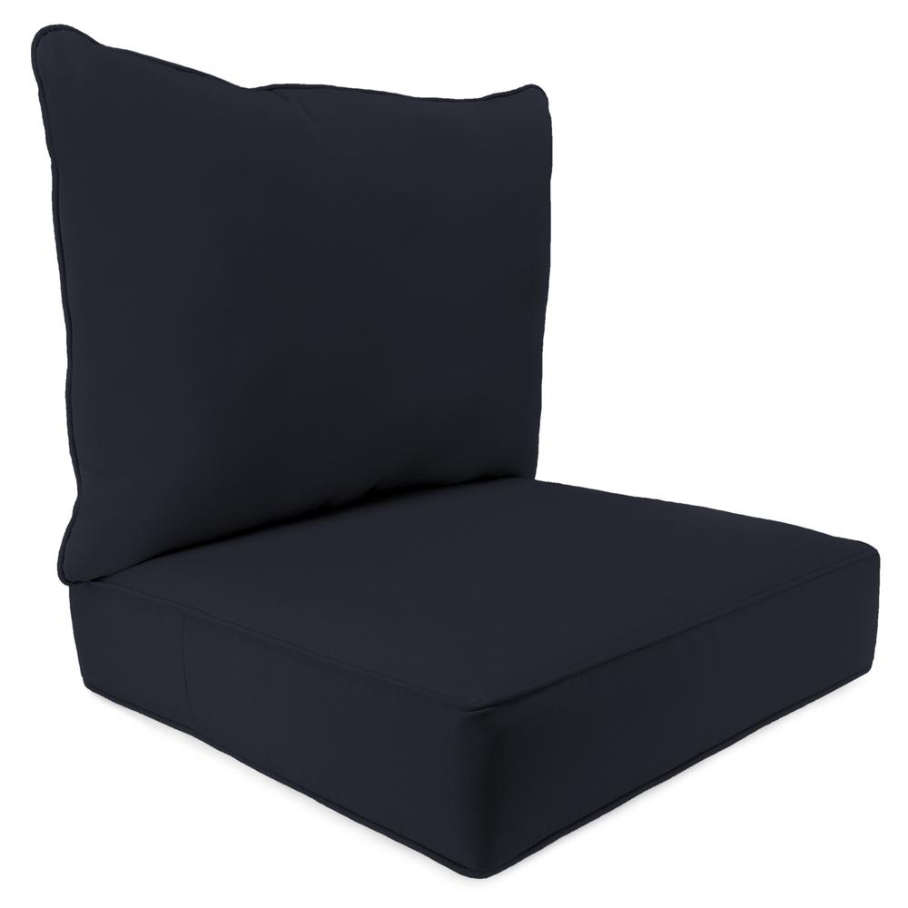 Navy Outdoor Deep Seating Chair Seat and Back Cushion Set with Welt. Picture 1