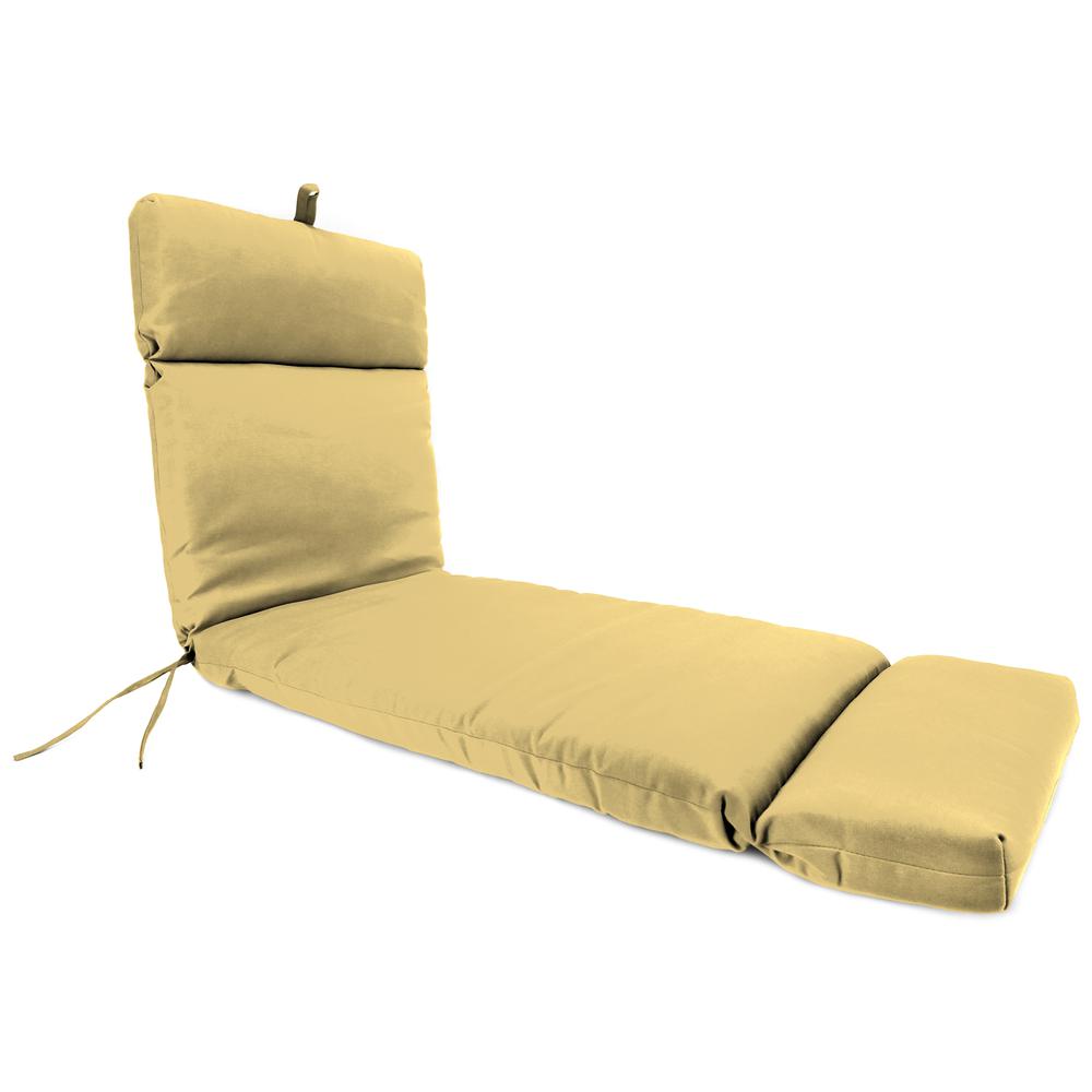 Sunbrella Canvas Wheat Yellow Solid French Edge Outdoor Cushion with Ties. Picture 1