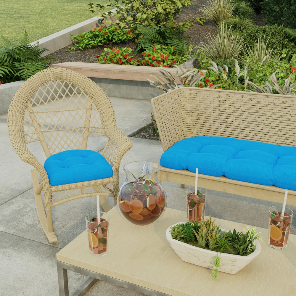 Celosia Princess Blue Solid Tufted Outdoor Seat Cushion (2-Pack). Picture 3