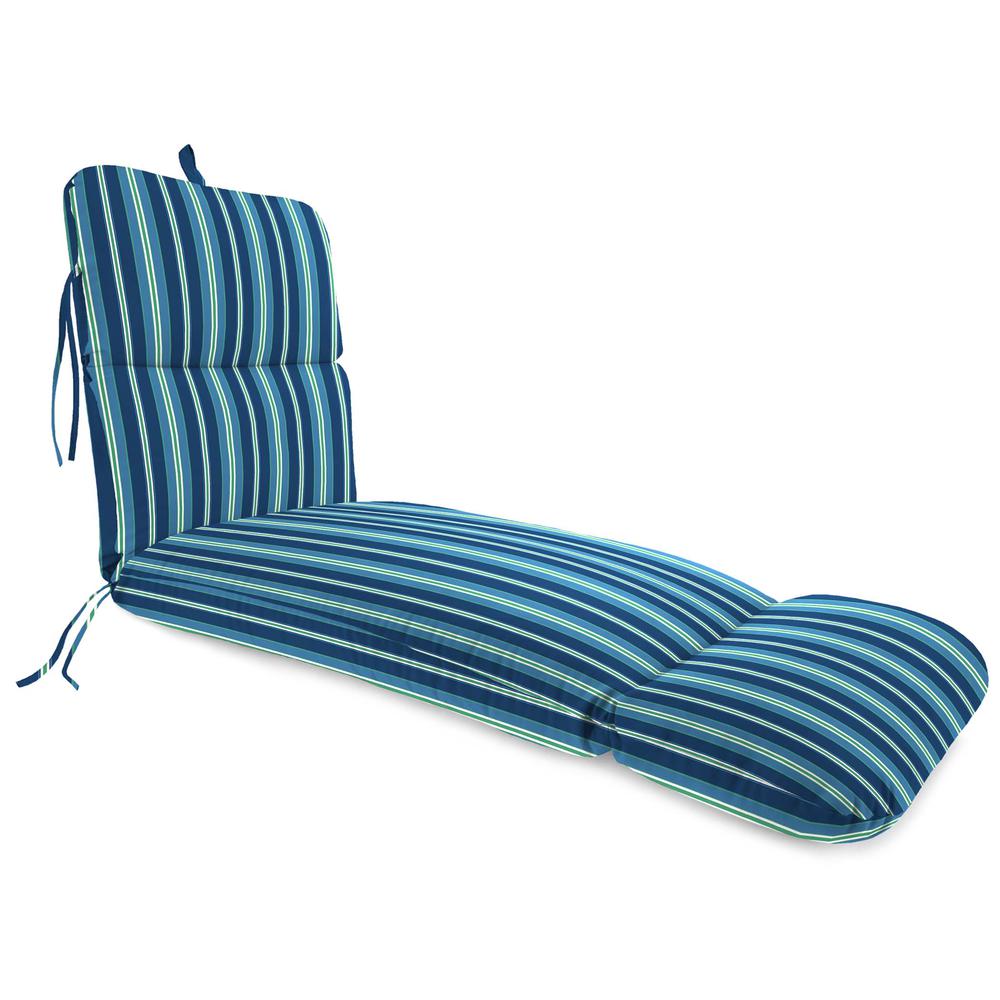 Sullivan Vivid Blue Stripe Outdoor Cushion with Ties and Hanger Loop. Picture 1