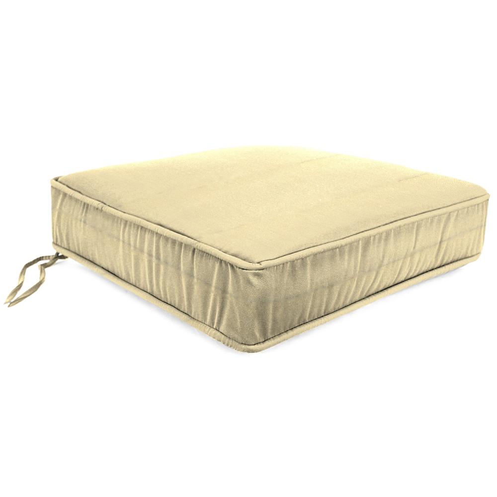 Canvas Vellum Yellow Solid Boxed Edge Outdoor Deep Seat Cushion and Welt. Picture 1