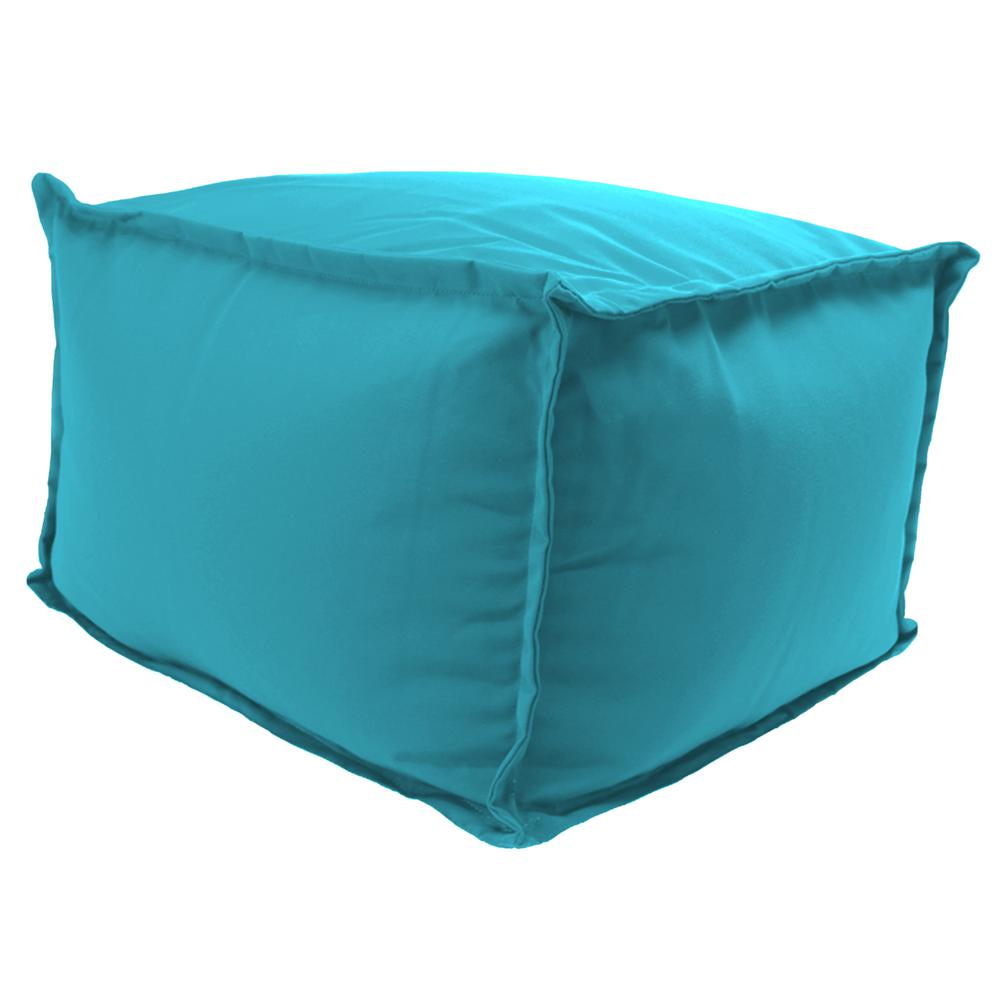 Outdoor Pouf Ottoman with Flange, Blue color. Picture 1
