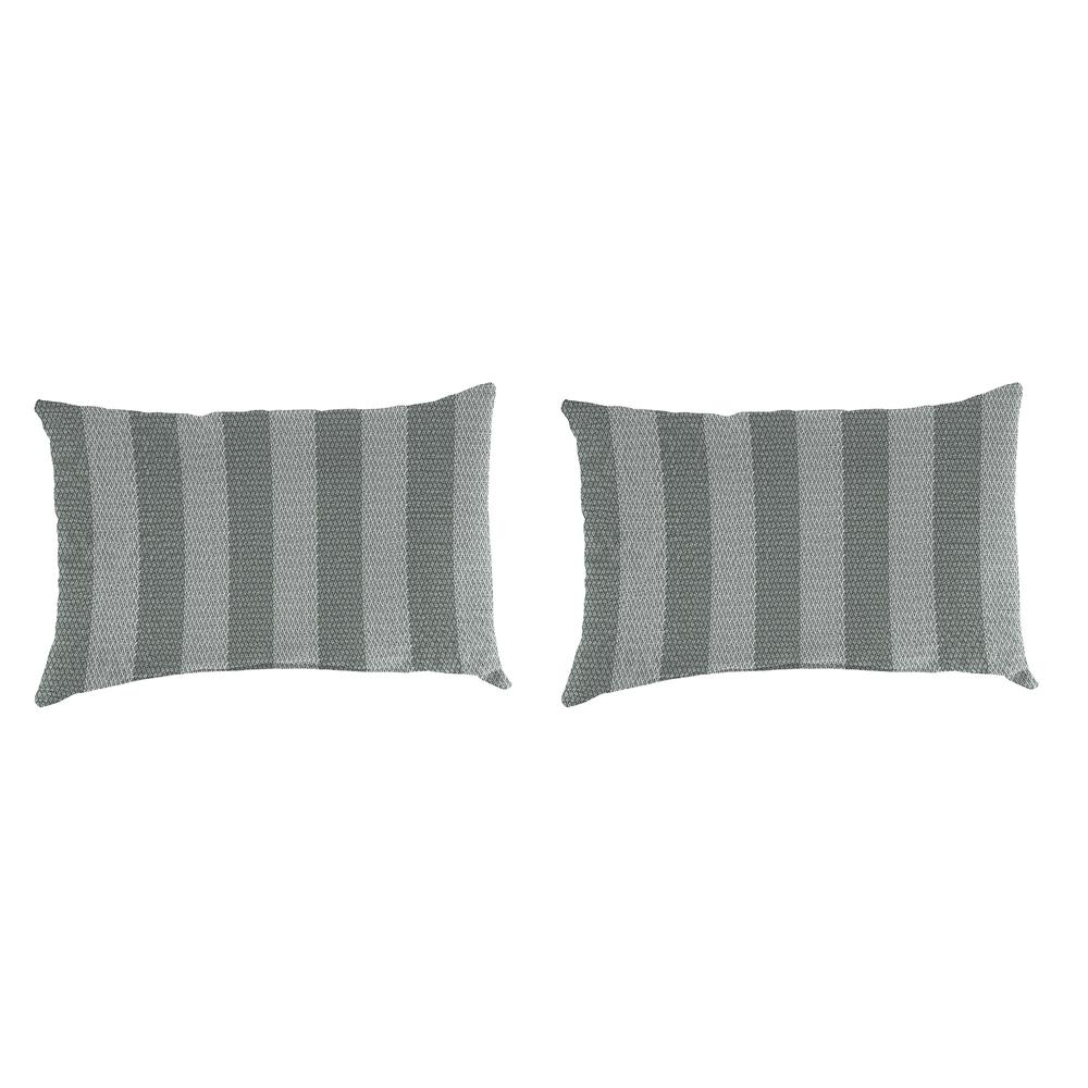 Conway Smoke Grey Stripe Outdoor Lumbar Throw Pillows (2-Pack). Picture 1