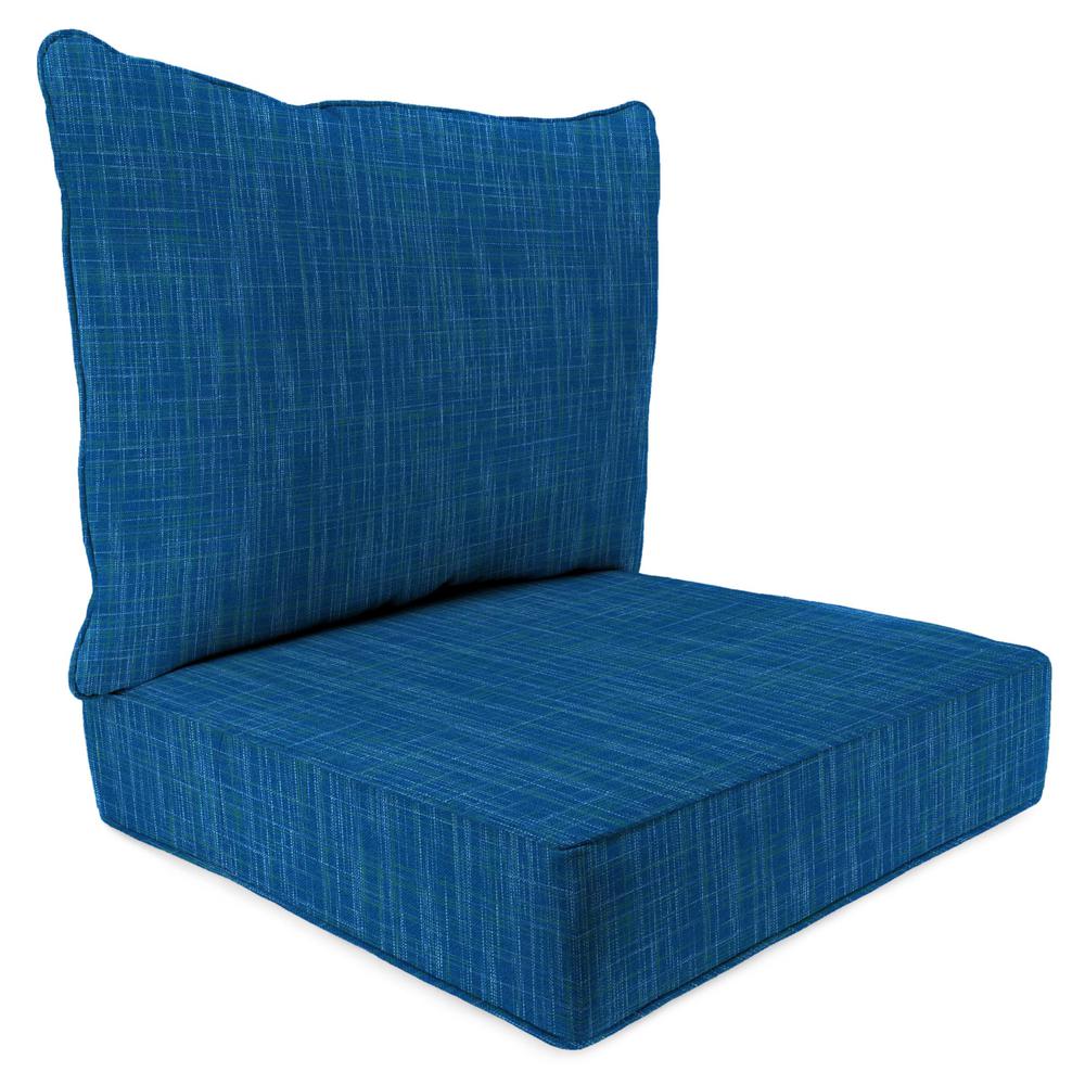 Harlow Lapis Blue Outdoor Deep Seating Chair Seat and Back Cushion Set with Welt. Picture 1