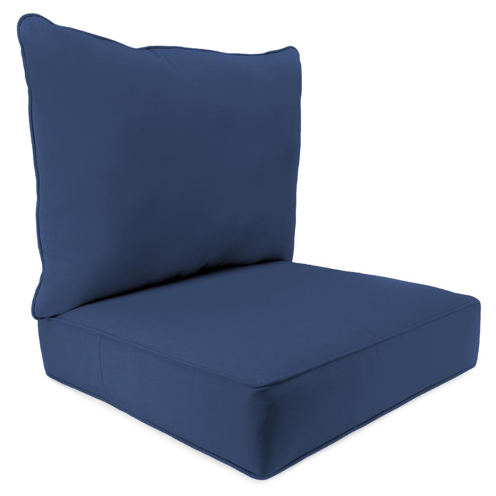 2 Piece Deep Seat Chair Cushion, Blue color. Picture 1
