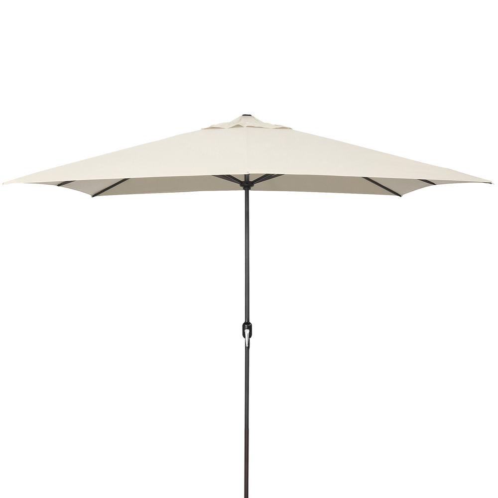 Natural Solid Rectangular Folding Outdoor Patio Umbrella with Crank Opening. Picture 1