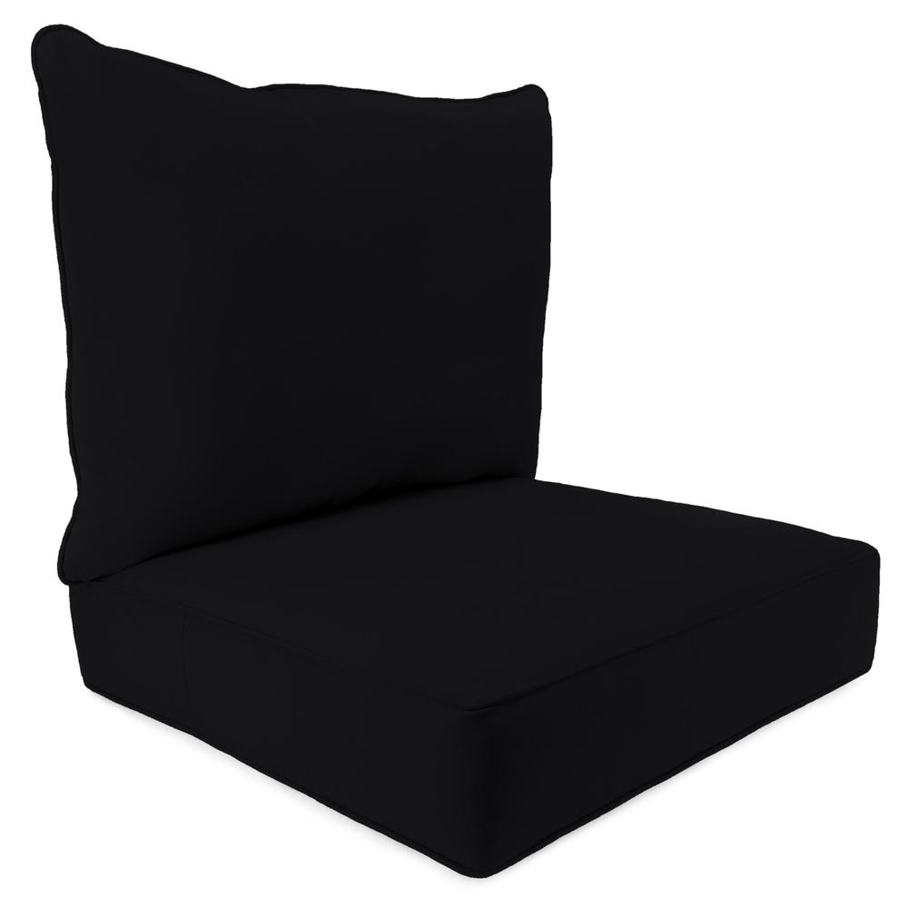 Sunbrella Canvas Black Outdoor Chair Seat and Back Cushion Set with Welt. Picture 1