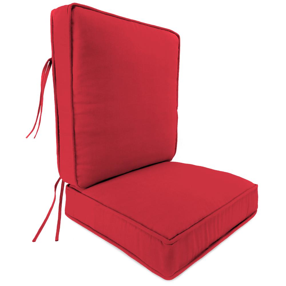 2-Piece Canvas Blush Red Solid Outdoor Chair Seat and Back Cushion Set and Welt. Picture 1