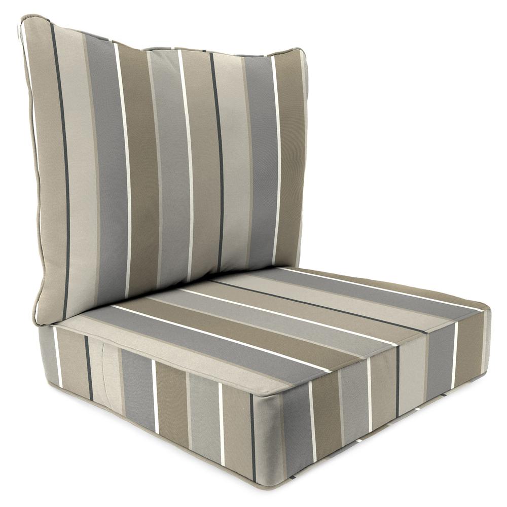 Milano Charcoal Multi Stripe Outdoor Chair Seat and Back Cushion Set with Welt. Picture 1