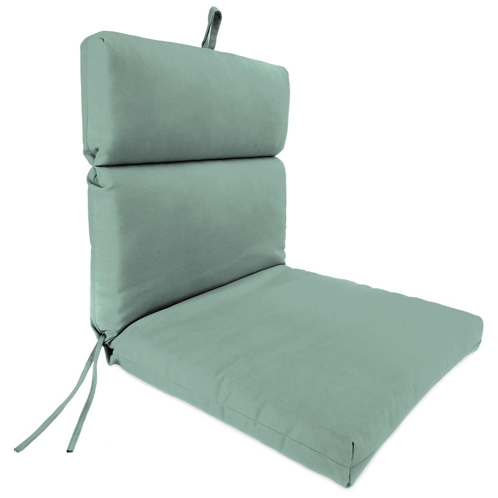 Sunbrella Canvas Spa Solid French Edge Outdoor Chair Cushion with Ties. Picture 1