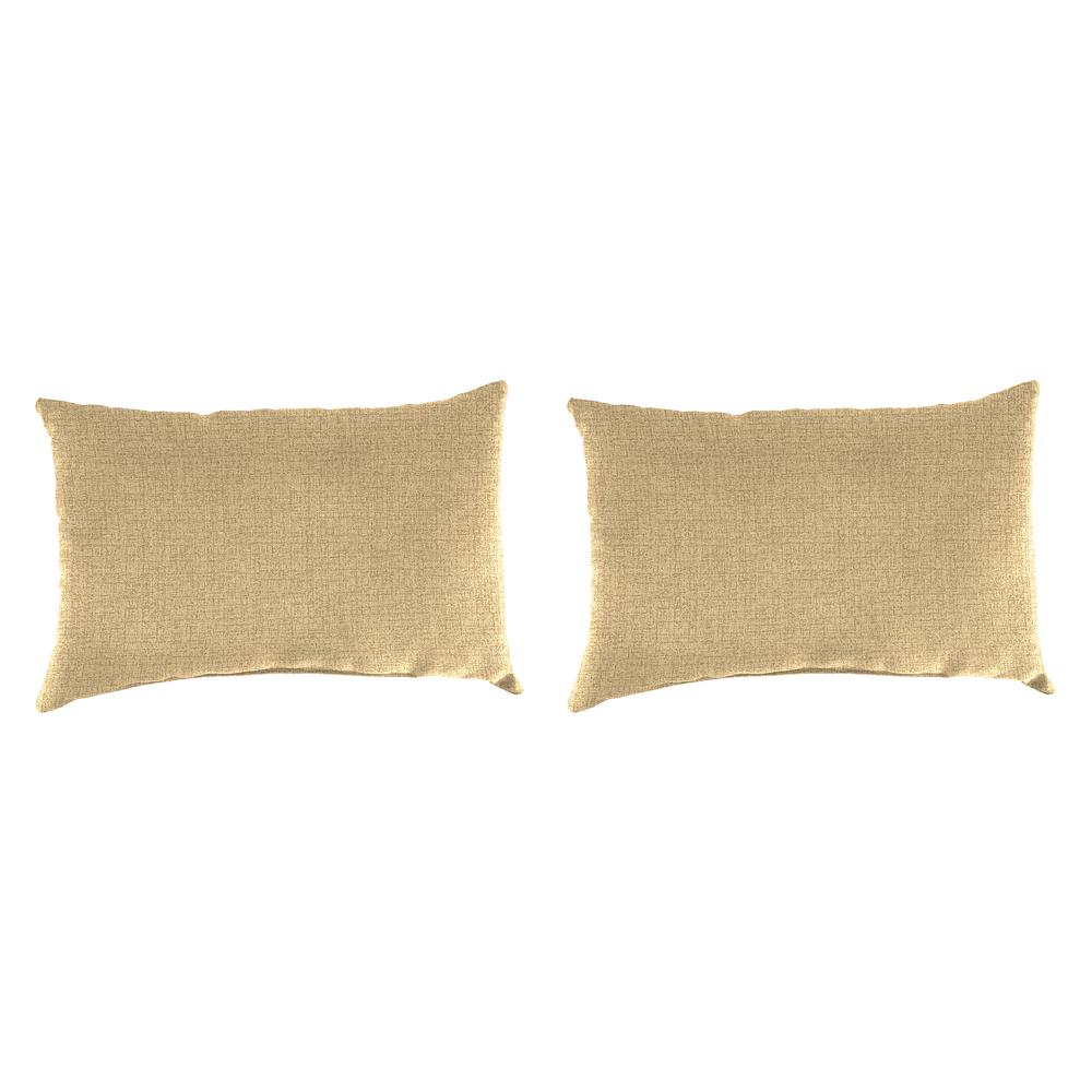 McHusk Birch Beige Solid Outdoor Lumbar Throw Pillows (2-Pack). Picture 1