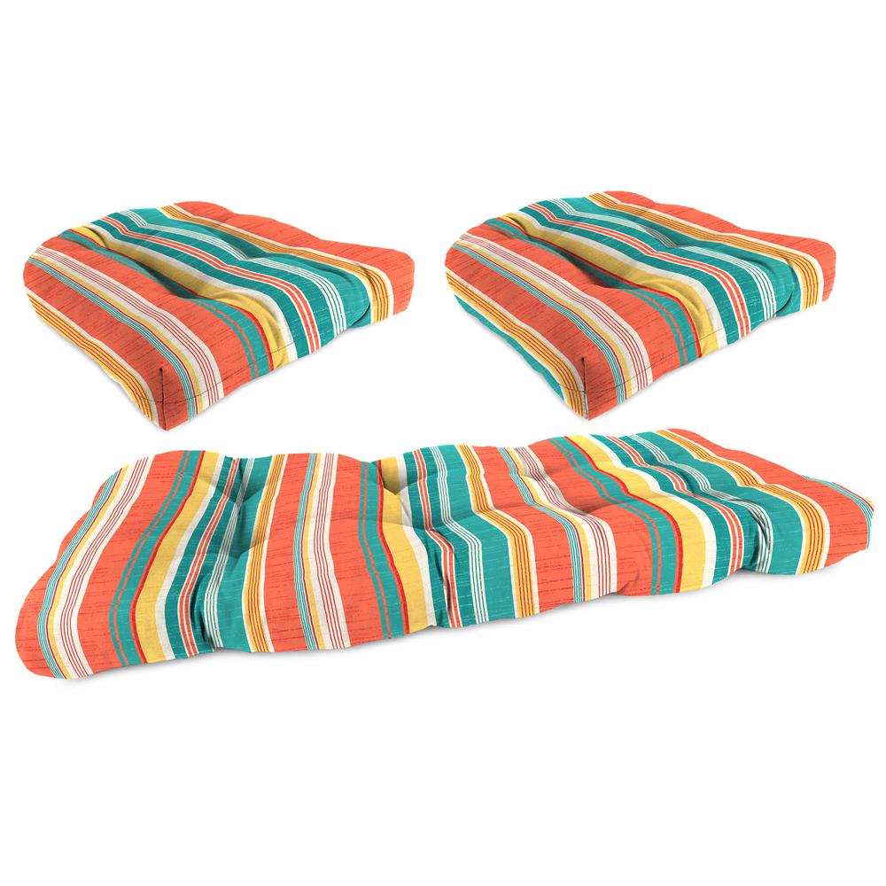 3-Piece Kodi Cornhusk Multi Stripe Tufted Outdoor Cushion Set. Picture 1