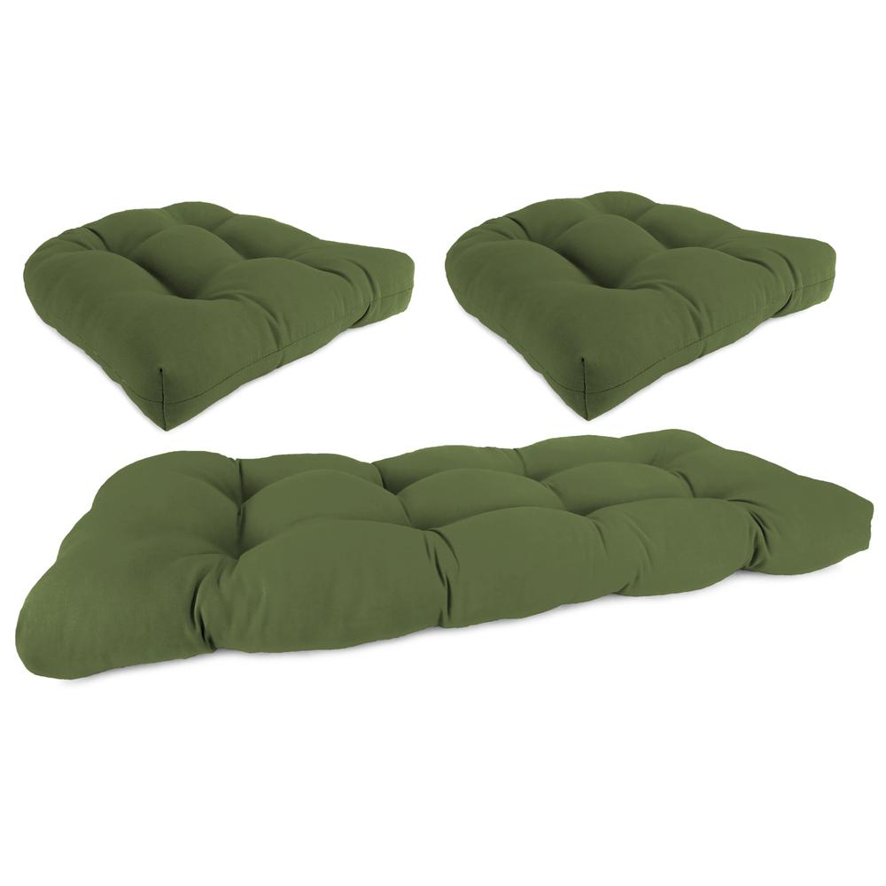3-Piece Veranda Hunter Green Solid Tufted Outdoor Cushion Set. Picture 1