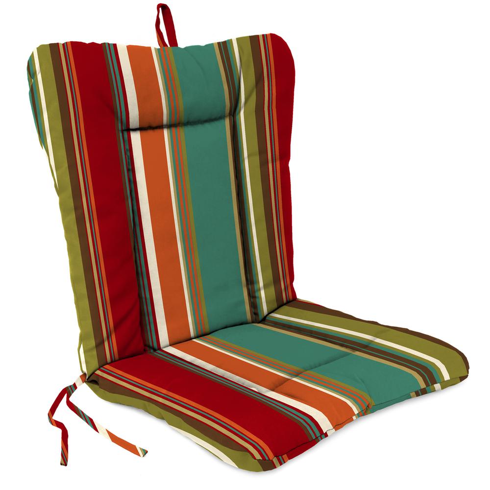 Westport Teal Multi Stripe Outdoor Chair Cushion with Ties and Hanger Loop. Picture 1