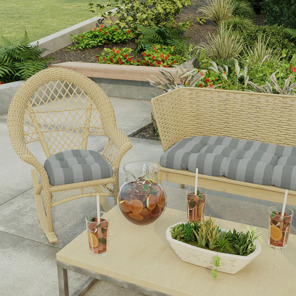 Conway Smoke Grey Stripe Tufted Outdoor Seat Cushion (2-Pack). Picture 3