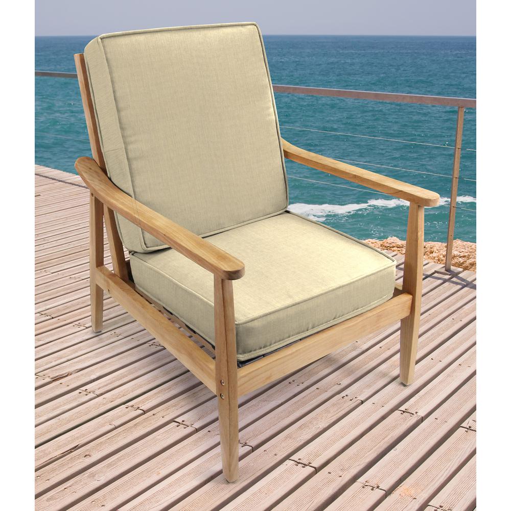 2-Piece Spectrum Sand Beige Solid Outdoor Chair Seat and Back Cushion Set. Picture 3