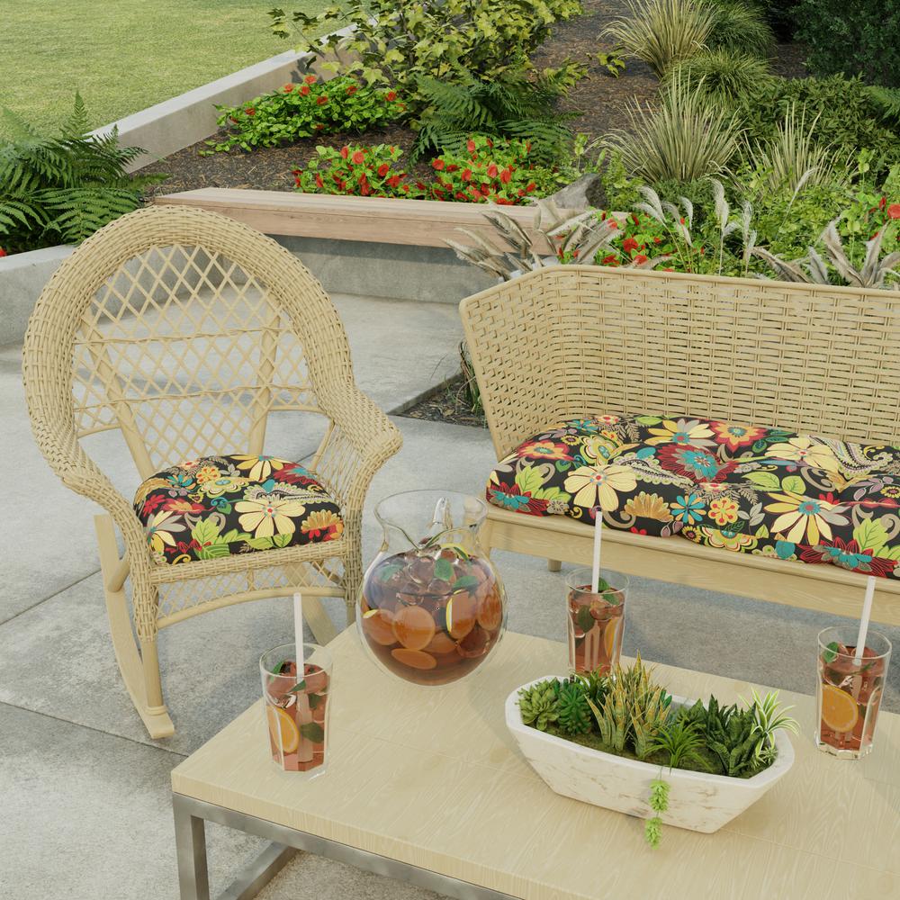 Gaya Pizzazz Multi Floral Tufted Outdoor Seat Cushion (2-Pack). Picture 3