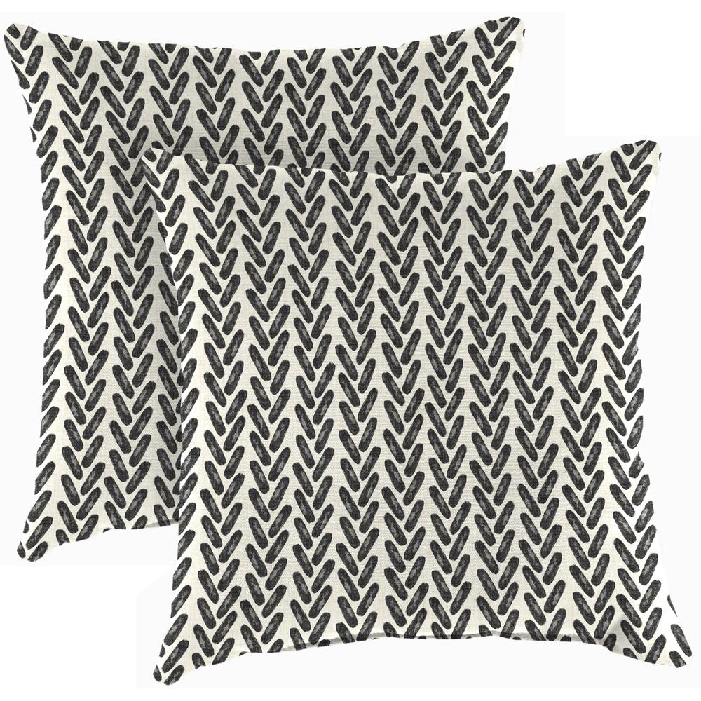 Hatch Black Chevron Square Knife Edge Outdoor Throw Pillows (2-Pack). Picture 1