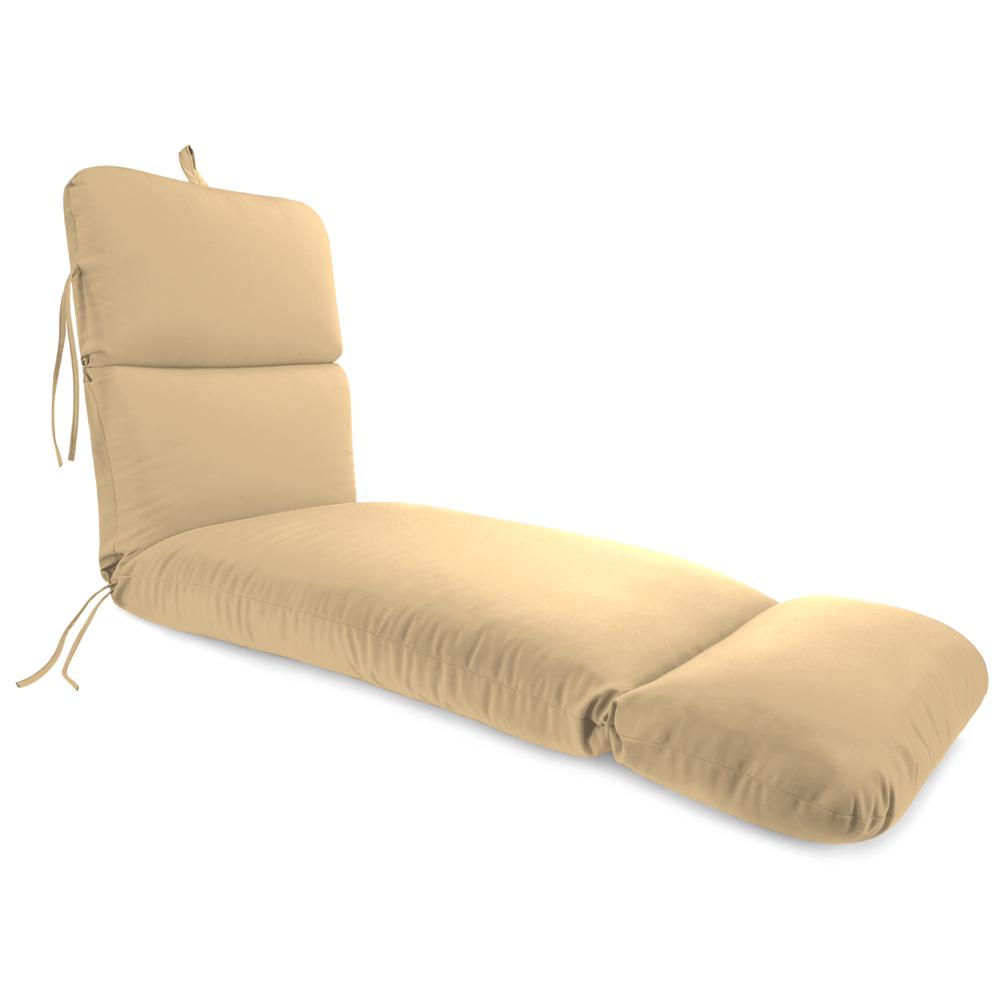 Antique Beige Solid Outdoor Chaise Lounge Cushion with Ties and Hanger Loop. Picture 1