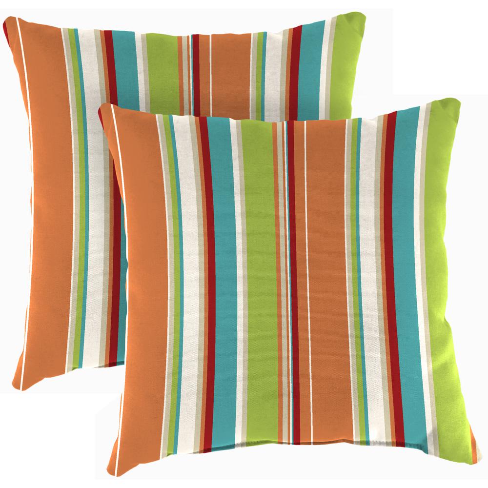 Covert Breeze Multi Stripe Square Knife Edge Outdoor Throw Pillows (2-Pack). Picture 1