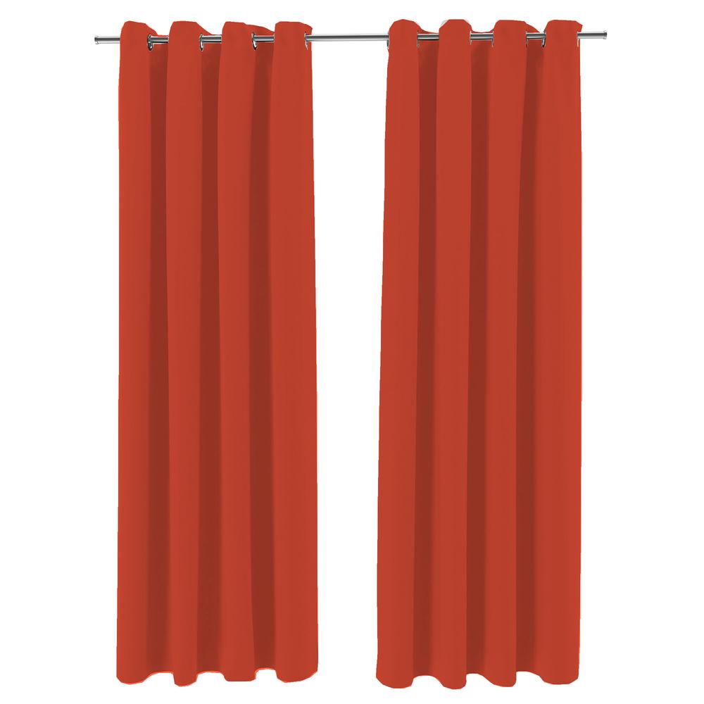 Melon Solid Grommet Semi-Sheer Outdoor Curtain Panel (2-Pack). Picture 1