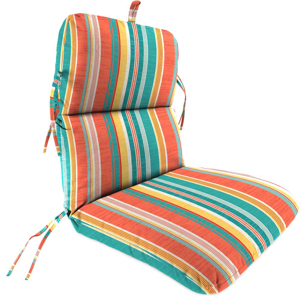 Kodi Cornhusk Multi Stripe Outdoor Chair Cushion with Ties and Hanger Loop. Picture 1